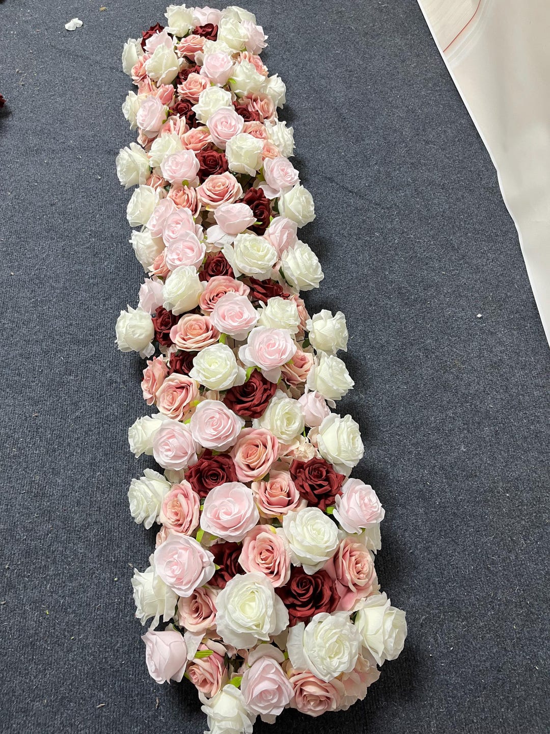 Artificial Rose Flower Row Arch,table Flower Runner,wedding Aisle Decor ...