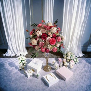 Artificial Rose Peony Flower Ball,Wedding Floral Table Centerpieces,Road Lead Flower Ball,Sweetheart Table Decor Floral