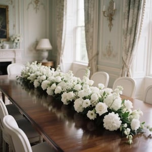 Ivory White Flowers Arch,Table Flower Garland,Wedding Flower Row,Wedding Reception,,White Flowers Garland,Real touch Faux Flowers