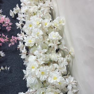 Floor Flower Table Flower Runner,White Rose Flower Runner,Wedding Aisle Decor,Wedding Flower Arch,Wedding Backdrop Decor,Head Table Flower