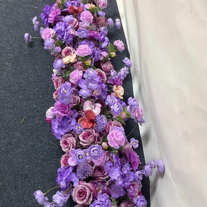 Sweetheart Table Flower,Ground Arch Arrangemen Corner Swag Flowers,Head Table Flower,Purple Flower Centerpiece,Wedding Aisle Flowers