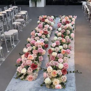 Wedding Flower Row,Pink Rose Floral Arch,Wedding Flower Runner,Wedding Aisle Flower,Table Centerpieces,Flower Garland Wedding Reception