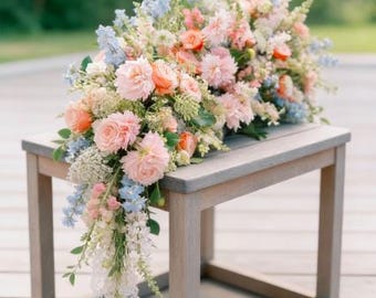 Flores de suelo, decoración de altar, arreglo floral para pasillo de boda