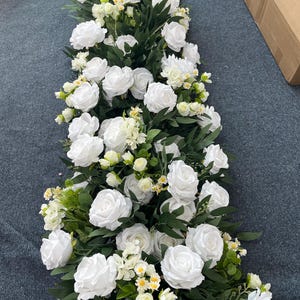 White Rose Floral Garland,Table Flower Runner,Wedding Flower Arch,Wedding Flower Row,Wedding Flower Arch,Wedding Reception