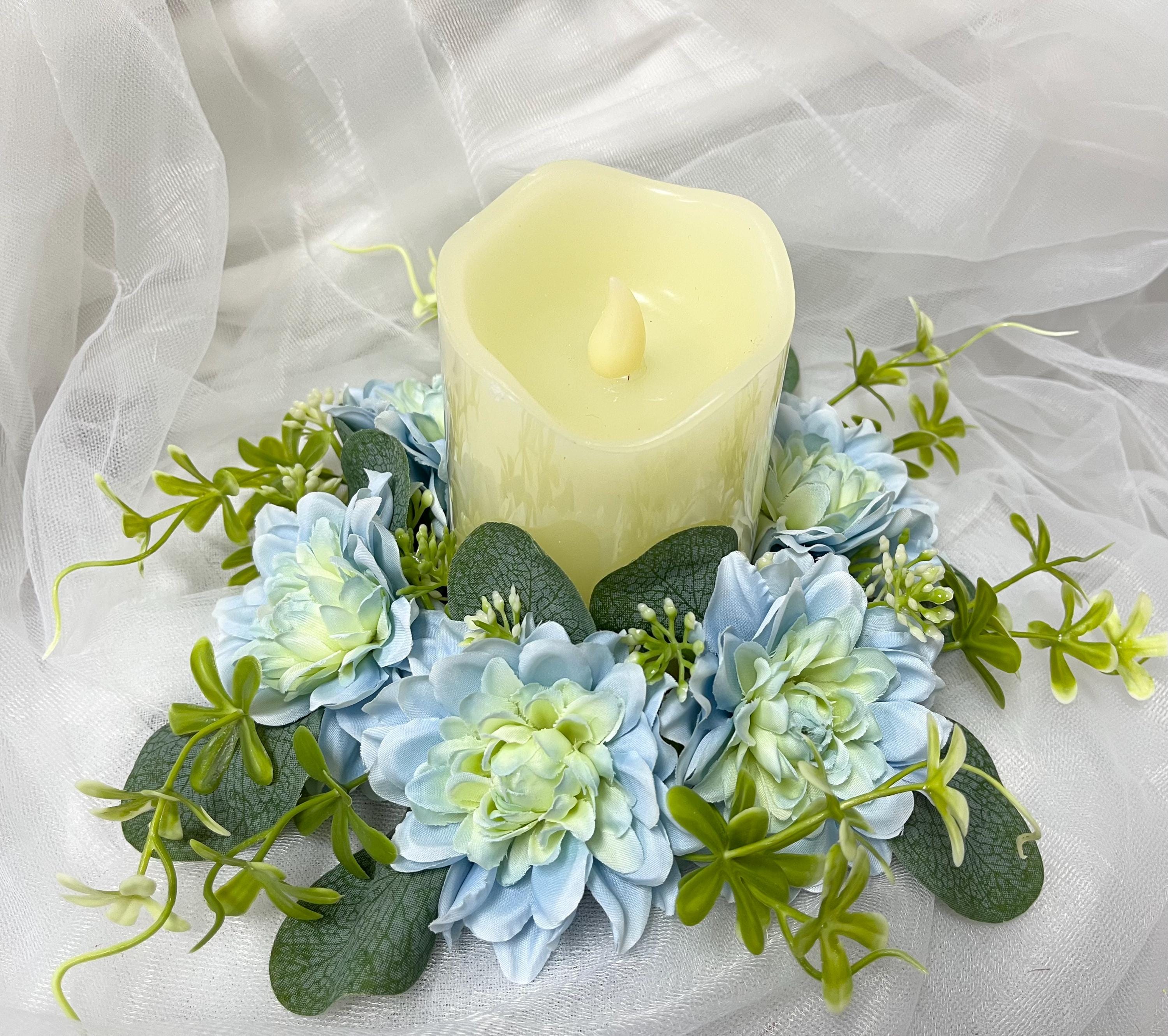 Mini corona de flores azules, anillo de vela floral rosa, corona de mesa,  corona de vela de pilar, coronas de anillos de vela cónica, corona de anillo  de vela - Etsy México, image size:3000x2661