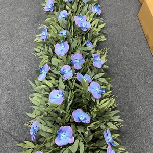 Eucalyptus Blue Orchid Floral Garland,Table Flower Runner,Flower Row,Wedding Arrangement,Flower Arch Decor,Table Centerpiece Decor