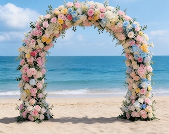 Wedding Arch Floral Arrangement,Circle Arch Flowers,Artificial Flower Corner Swag,Wedding Ceremony Decor