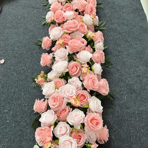 Pink Rose Flower Garland,Artificial Flower Arrangement,Wedding Centerpiece,Wedding Reception, Wedding Aisle Flowers Sweetheart Table Decor