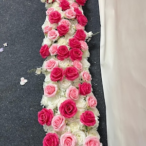 Wedding Rose Flower Centerpiece,Wedding Flower Arrangement,Table Flower Runner,Pink Floral Garland for Wedding Arch,Road Lead Aisle Flower
