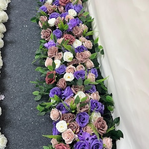 Wedding Faux Flower Arrangement,Wedding Flower Centerpiece,Table Flower Runner,Purple Floral Garland for Wedding Arch,Artificial Flower Arch