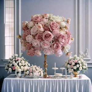Blush Pink Rose Flower Ball,Large Arrangement Table,Romantic Wedding Tall Table Centerpiece,Baby Shower Wedding Pary Decor
