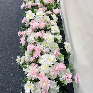 Wedding Ground Arch,Table Flower Centerpiece,Wild Flower Runner,White Floral Garland for Wedding Arch,Wedding Faux Flower Arrangement