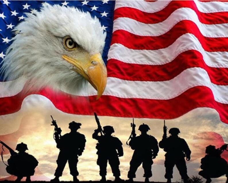 American Soldiers 5D Diamond Painting Kit With Flag Eagle Full Etsy