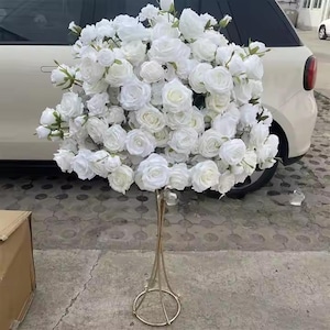 Artificial White Rose Flower Centerpiece,Table Flower Ball,Big Wedding Centerpiece,Table Centerpiece,Wedding Flower Arrangement,Party Decor