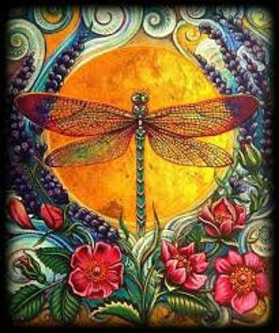 Dragonfly Flower Wall Art 5D Diamond Painting Kit Diamond | Etsy