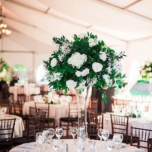 Baby&#39;s Breath White Rose Greenery Flower Ball,Wedding Centerpiece,Artificial White Rose Flower Ball for Wedding Table Centerpiece
