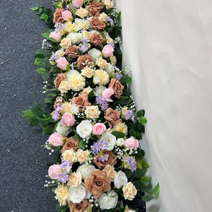 Greenery Rose Floral Garland,Silk Flower Arrangement,Wedding Flower Centerpiece,Table Flower Runner,Wedding Flower Arch,Wedding Aisle Flower