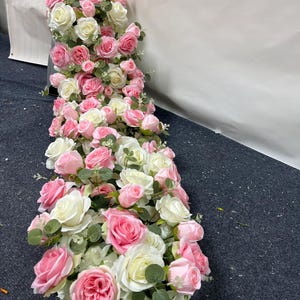Pink Flower Floral Garland,Wedding Flower Arch,Flower Runner,Wedding Flowers Idear,Wedding Flower Row,Table Centerpieces for Party Decor