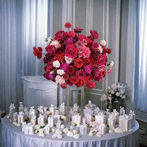 Hot Pink Rose Flower Ball,Artificial Flowers Ball,Wedding Flower Centerpiece,Wedding Table Flower
