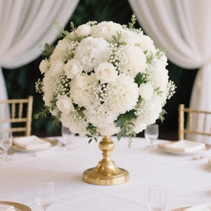 Ivory White Baby&#39;s breath Rose Flower Ball,Wedding Centerpiece,Flower Ball Arrrangement,Road Lead Flower Ball,Floral Ball Dinner Party Decor