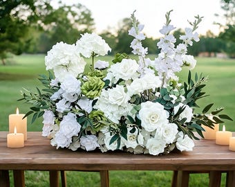 White & Greenery Hochzeit Gangblumen, Tischdekoration, Kirchenaltar Blumenarrangements Dekor