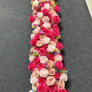 Wedding Rose Floral Garland,Wedding Flower Runner,Table Flower Runner,Wedding Flower Row,Wedding Arch Arrangement,Flower Arch Decor