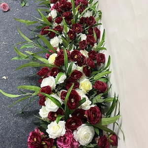 Greenery Wine Red Flower Floral Garland,Wedding Flower Arch,Table Flower Row,Wedding Reception,Wedding Flowers Idear,Wedding Centerpieces