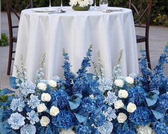 Pasillo de flores azules para boda, arreglo floral artificial para suelo, arco de boda, mesa, suelo floral, arreglos de cenador, flores para boda