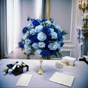 Blue Rose Flower Ball,Wedding Centerpiece,Flower Ball Arrrangement,Road Lead Flower Ball,Floral Ball Dinner Party Business Decor