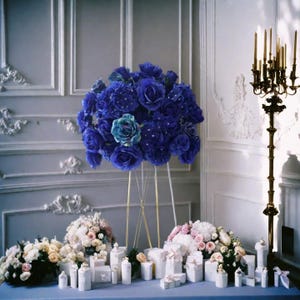 Royal Blue Rose Flower Ball,Wedding Table Centerpiece,Flower ball for wedding,Silk Flowers Ball Centerpiece,Wedding Floral Centerpiece