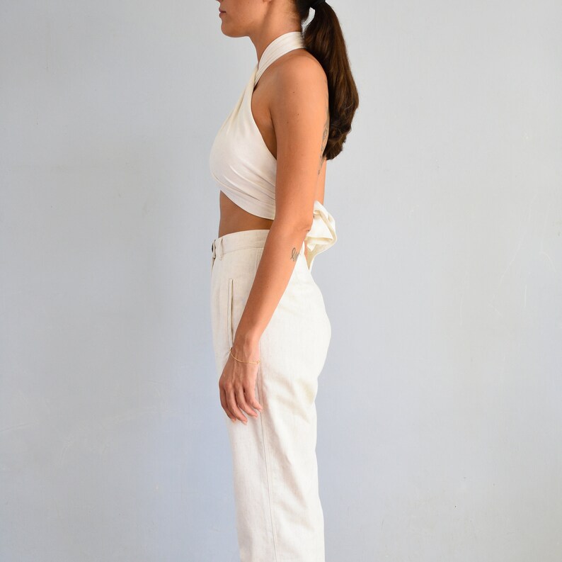 Linen halter top handmade versatile crop top Etsy