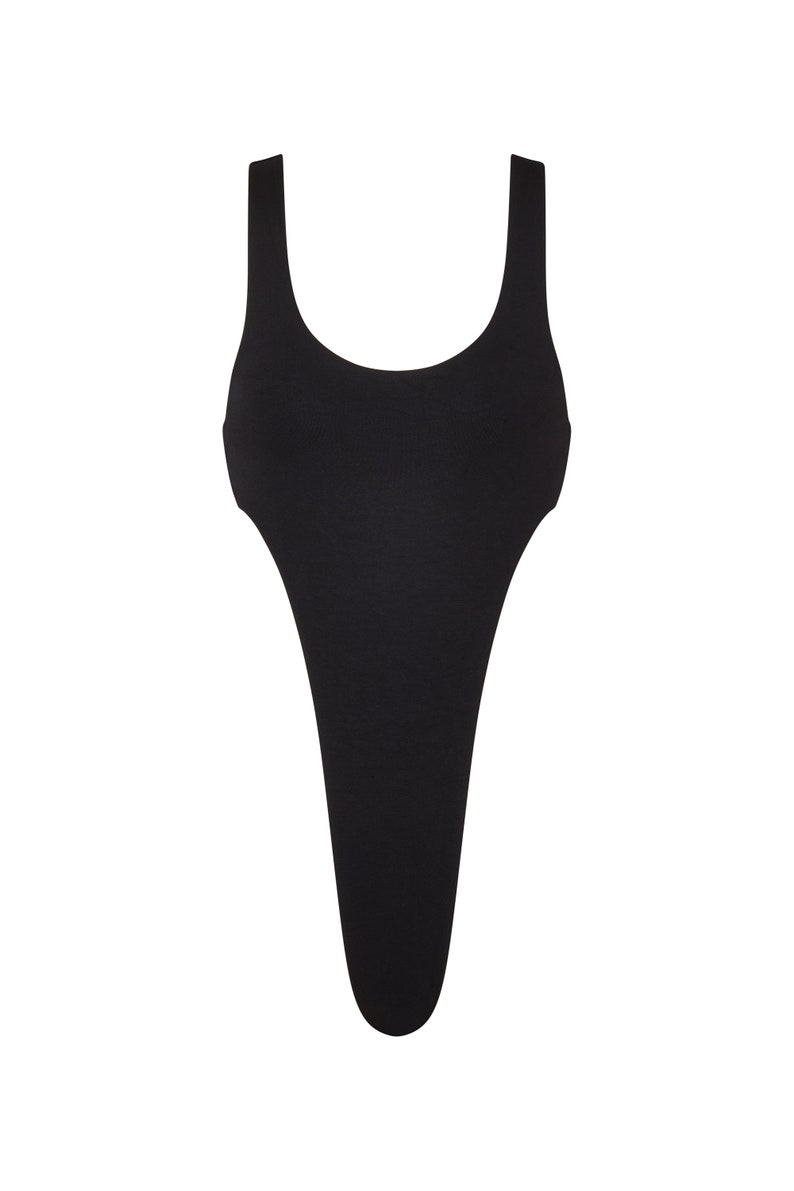 Organic Bamboo Cotton Bodysuit Cut Out Body in Black Women Fitted Black Top zdjęcie 5