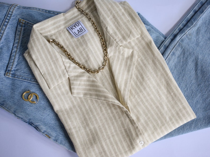 Organic Hemp cotton Shirt, Handmade relaxed shirt, Blouse Women image 5