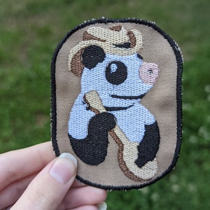 Yeehaw Opossum Patch [Iron-on] - possum patch - cowboy accessory - banjo