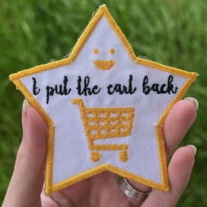 I put the cart back gold star [Iron on] - gold star sticker - funny patch