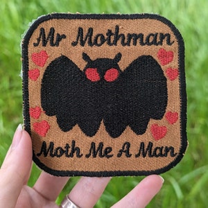 Mothman Patch [Iron-on] - cryptid merch - weird embroidered patch - alt fashion