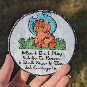 Cowboy Garfield Patch [Iron on] - yeehaw accessory - funny cat patch - meme patch
