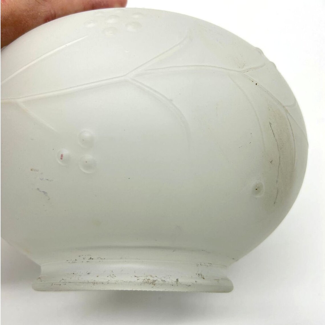 Vintage Glass Light Globes Set of Two Satin Finish Embossed Design Set