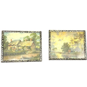 Vintage Framed Prints Ann Hathaway&#39;s Cottage and S. Roberts Peaceful Waters
