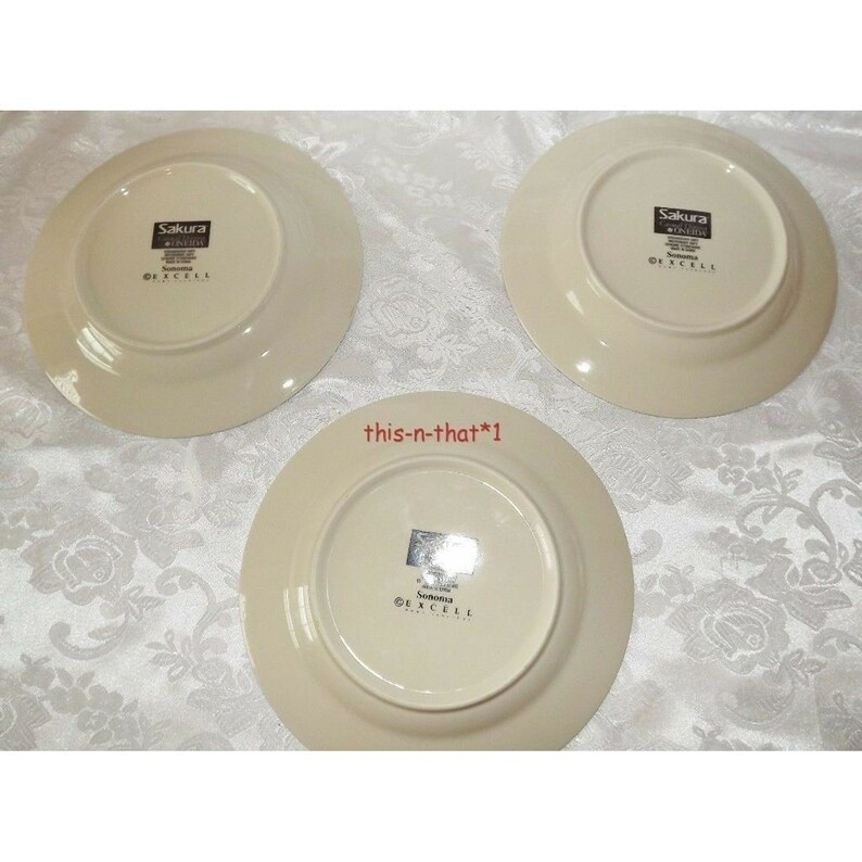 3 Sakura Dessert Plates Oneida Sonoma Fruit Stoneware Multi Etsy