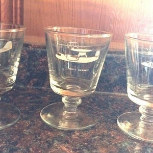 Vintage Stemmed Glasses Airplane Design Hawkeye Gulf stream Intruder Set of 3