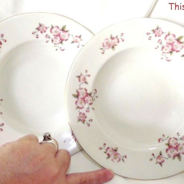 Vintage Dinnerware Cmielow Porcelain Soup Bowls Cherry Blossom Poland China