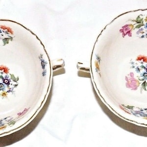 2 Vintage ABERDEEN china double handled bowls Lovely Floral Design