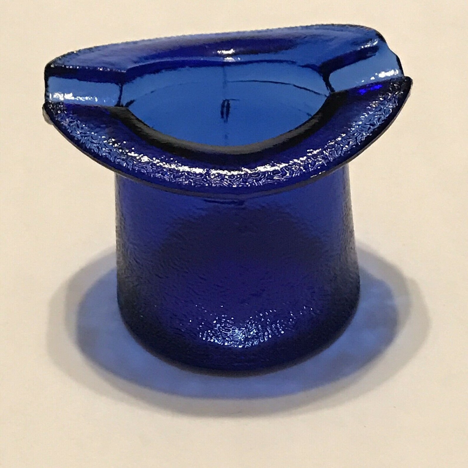Vintage Blue Cobalt Glass Top Hat Ashtray Mid Century Etsy