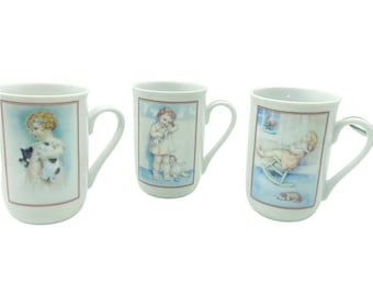 Vintage 1985 Bessie Pease Gutmann cup Set of three Love is Blind Lullaby Plus 1
