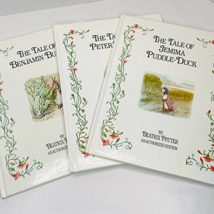 3 Book Lot Beatrix Potter Tale Peter Rabbit Jemima Duck Benjamin Bunny HC