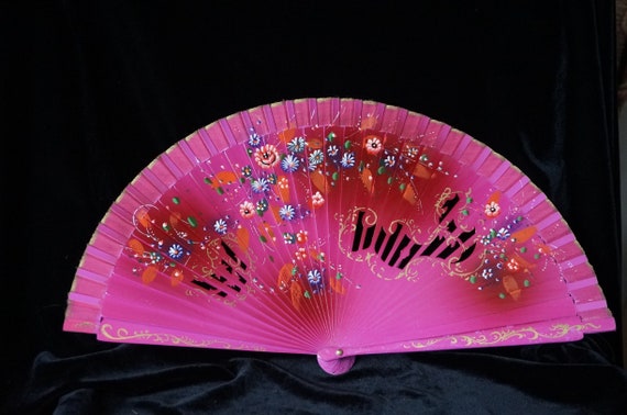 Vintage hand fan Hand Painted Spanish Folding Fan