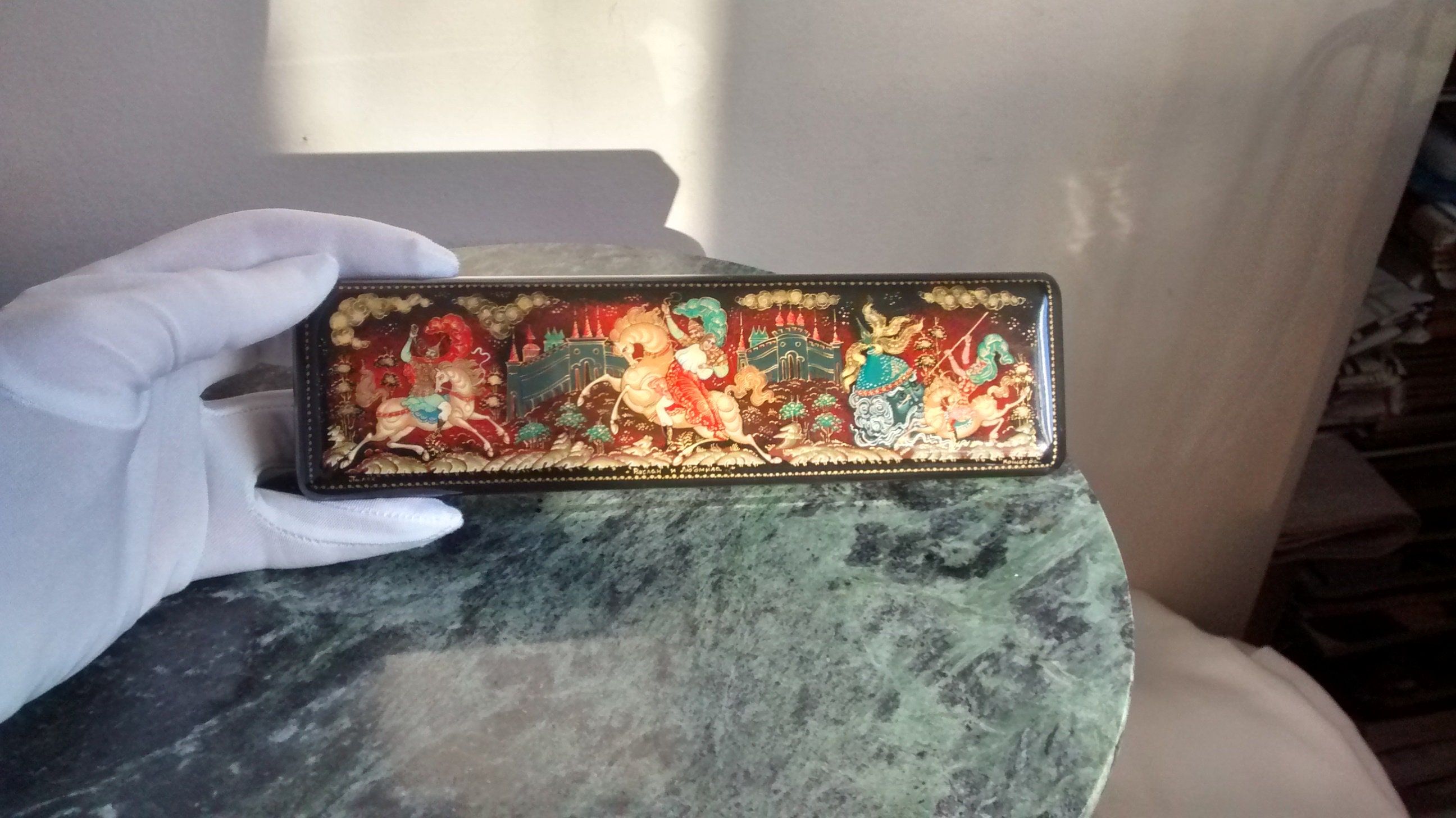 Authentic Russian Lacquer Box Palekh Scene From Ruslan and - Etsy