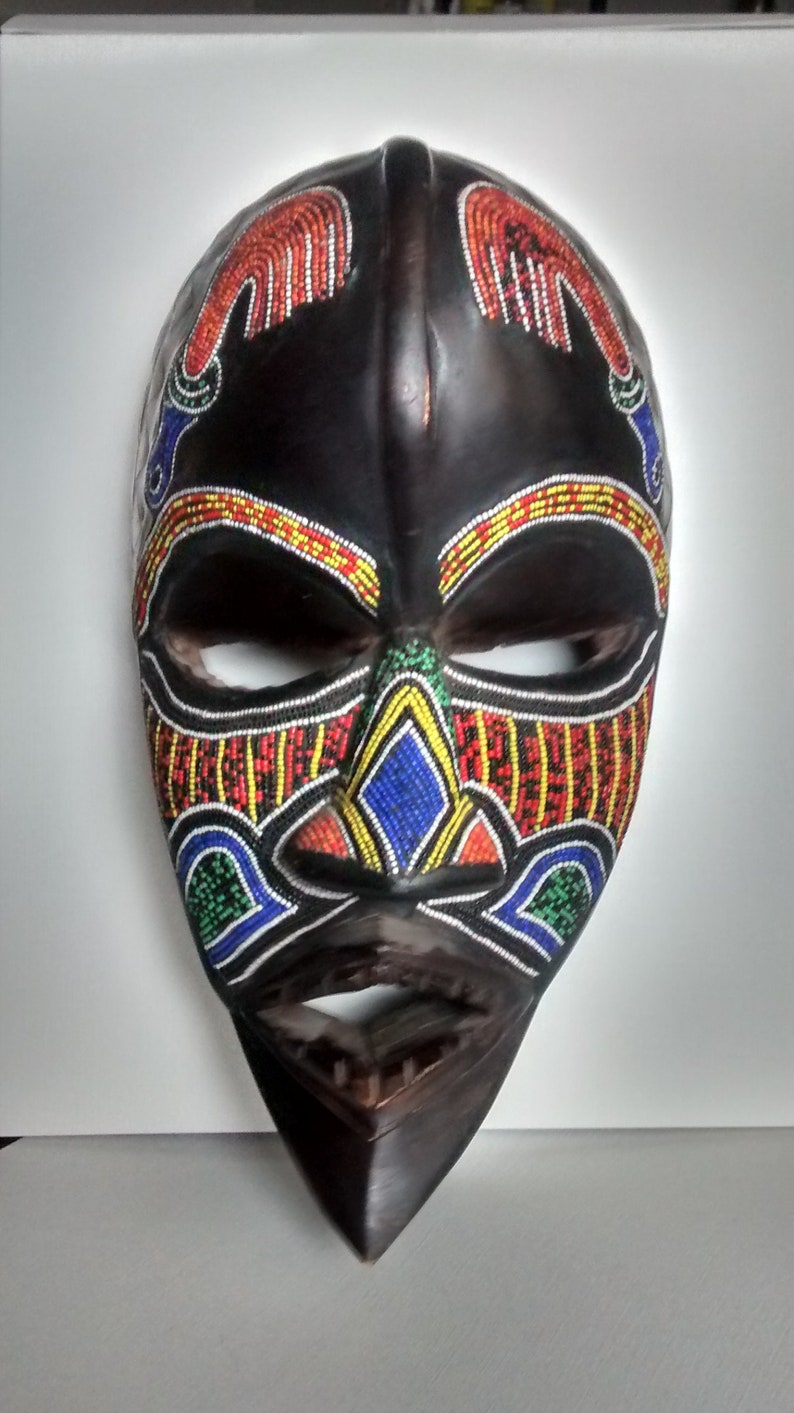 Vintage Wood Mask Colorful Mask African Mask With Glass Etsy UK