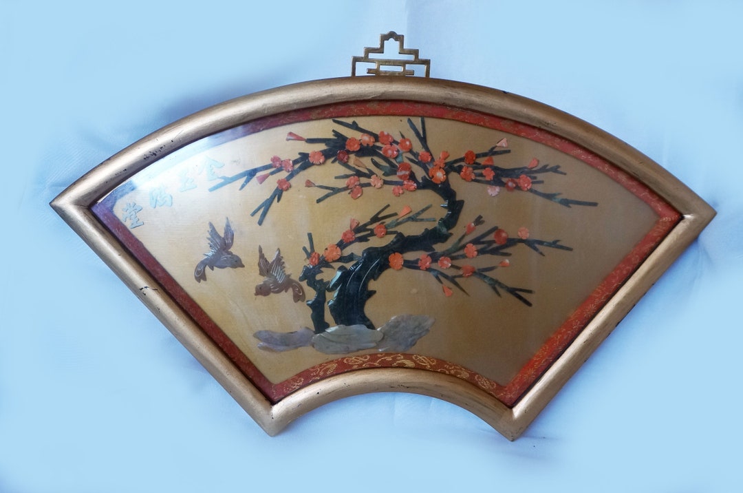 Asian Wall Panel, Oriental Gemstone Panel ,chinese Hand Carved Jade